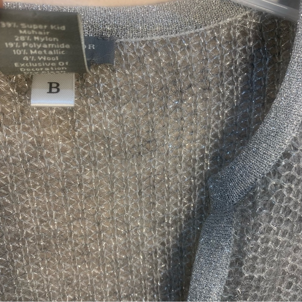 Ann Taylor Super Kid Mohair Blend Fine Open Knit Crystal Button Sweater - Picture 5 of 11